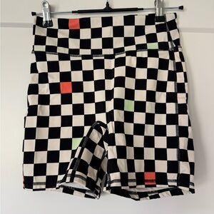 Fabletics Motion 365 Black & White Checkered Bike Shorts Size M